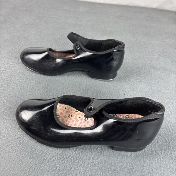 Capezio Tap Shoes Kids/Youth Sz 1 Black Patent Leather Mary Jane Dance Tele Tone - Picture 2 of 10